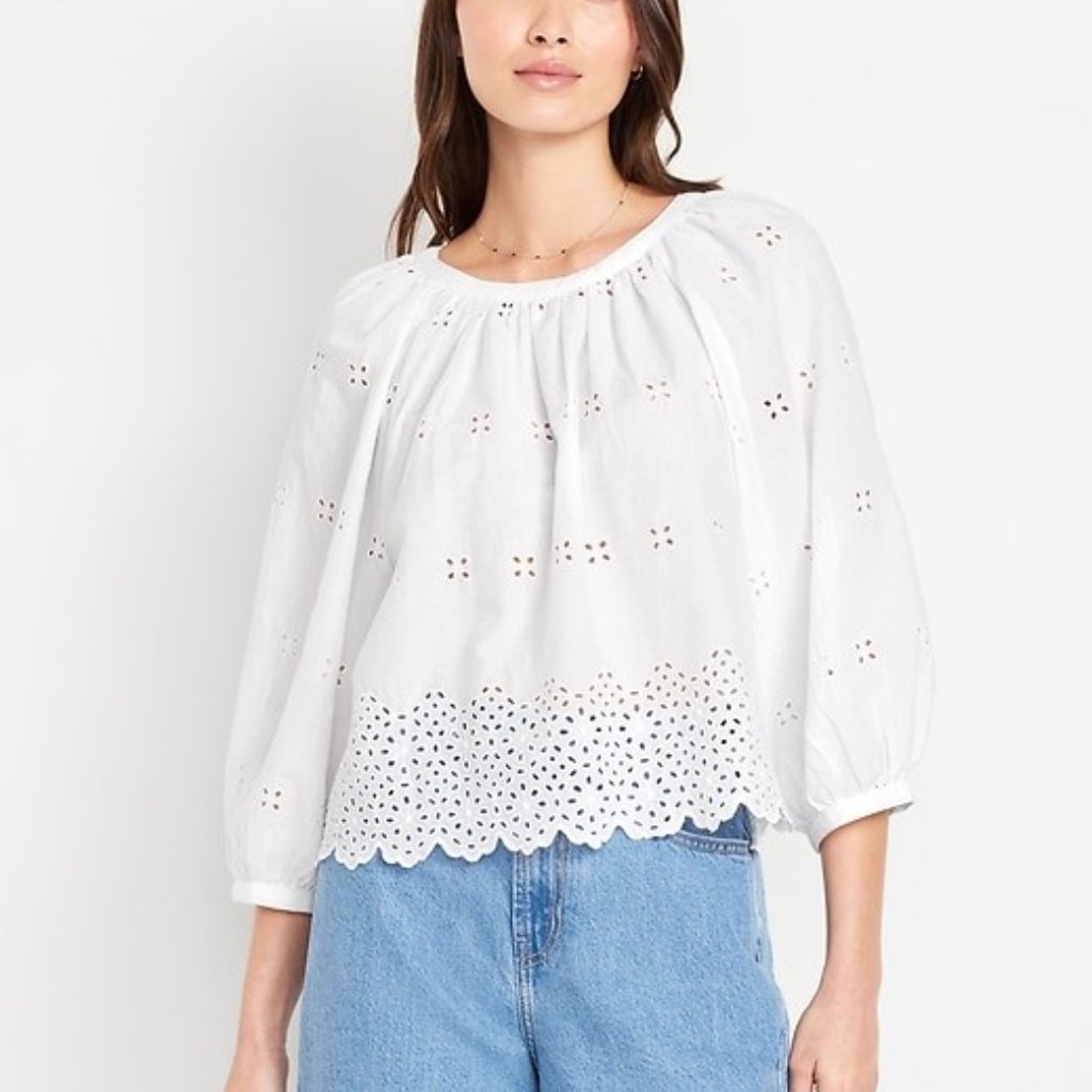 Perforated Cropped Top Size Xl White